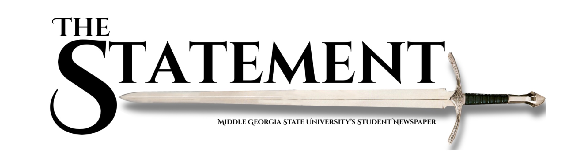 Image that reads, "The Statement. Middle Georgia State University's Student Newspaper." Image features the logo with a large sword.